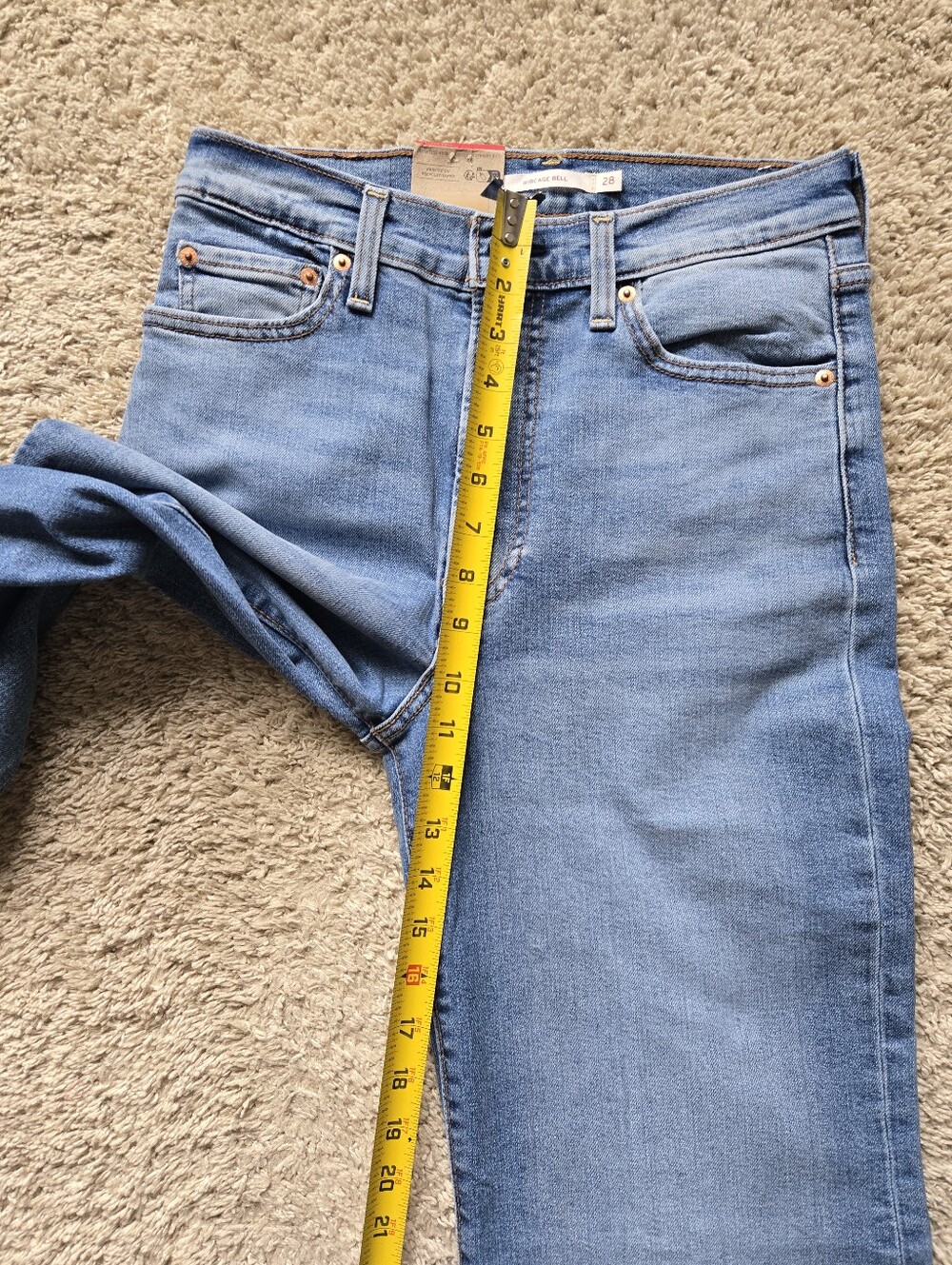Levis Ribcage Bell Jeans Womens 28 Blue High Rise Flare - Picture 8 of 10